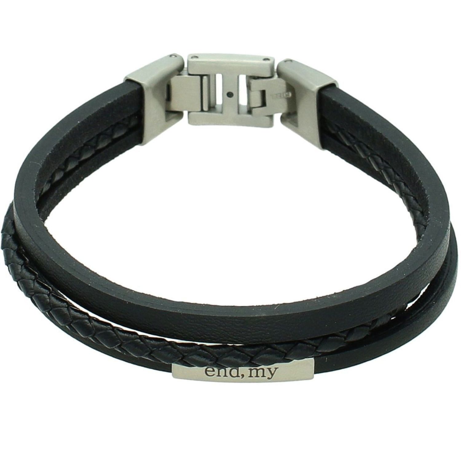 Męska Skórzana Bransoletka FOSSIL Potrójna z Grawerem – Zatrzask, Logo BRANS.jpg